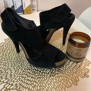Pedro Garcia black suede perforated high heels European size 38.5 in US size 8